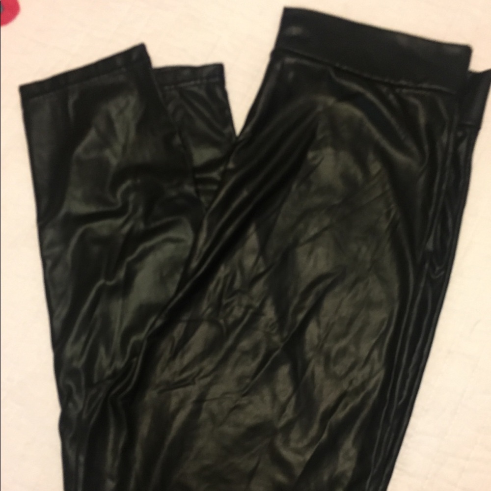 Black faux leather leggings